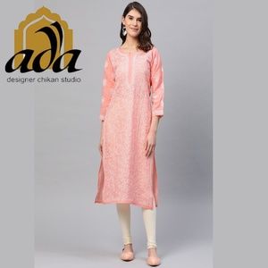 Ada Hand Embroidered Indian Chikankari Georgette Kurti Kurta Tunic Dress